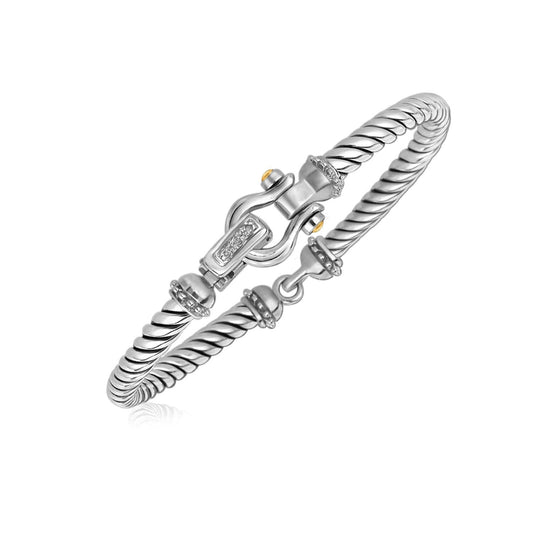 Diamond Embellished Italian Cable Style Bracelet