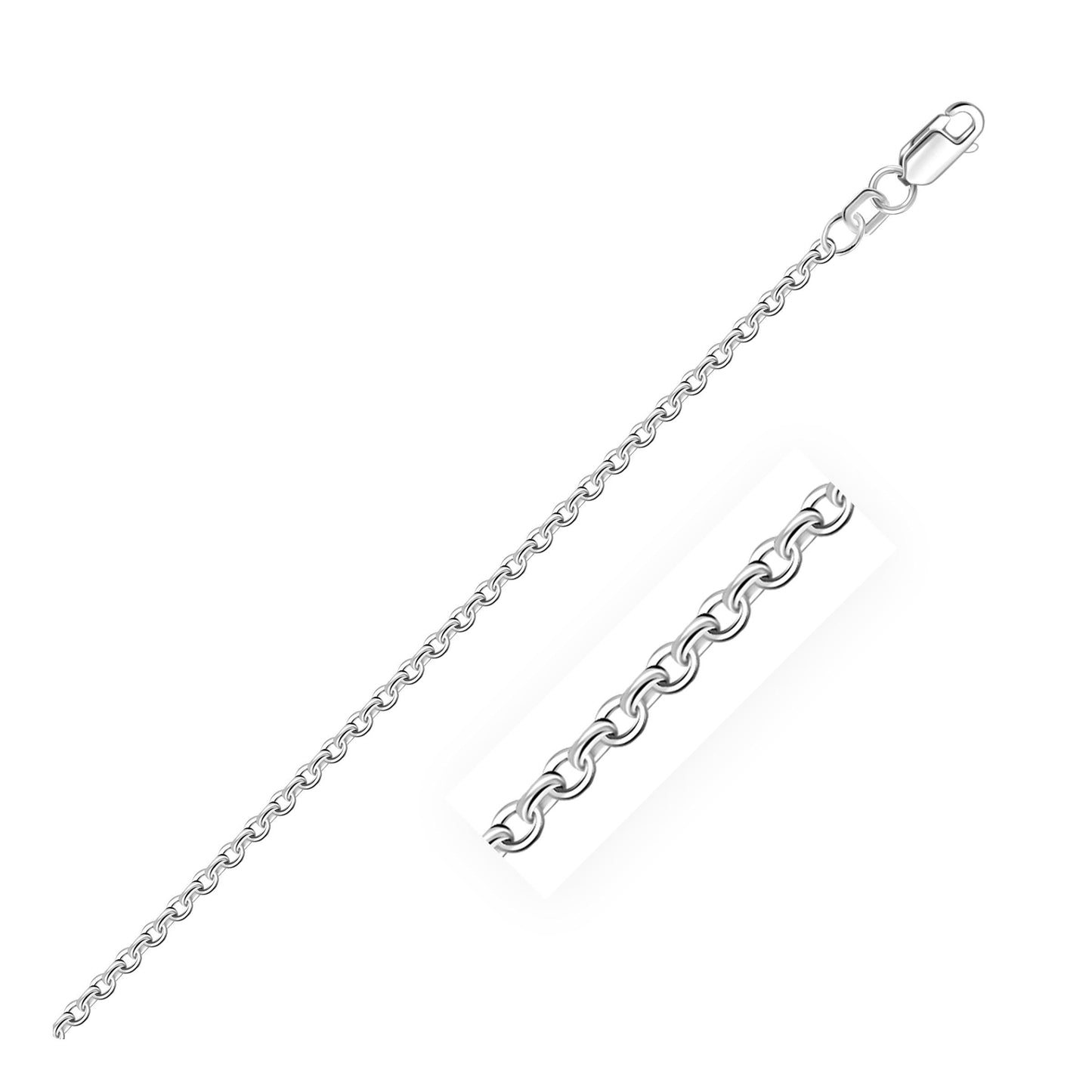 10k White Gold Rolo Chain in 2.3 mm