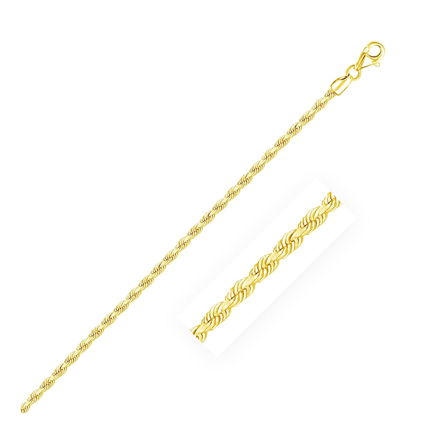 10k Yellow Gold Rope Chain in 2.5 mm