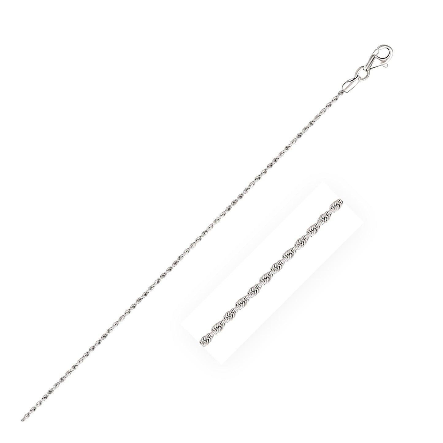 14k White Gold Rope Chain in 1.5 mm
