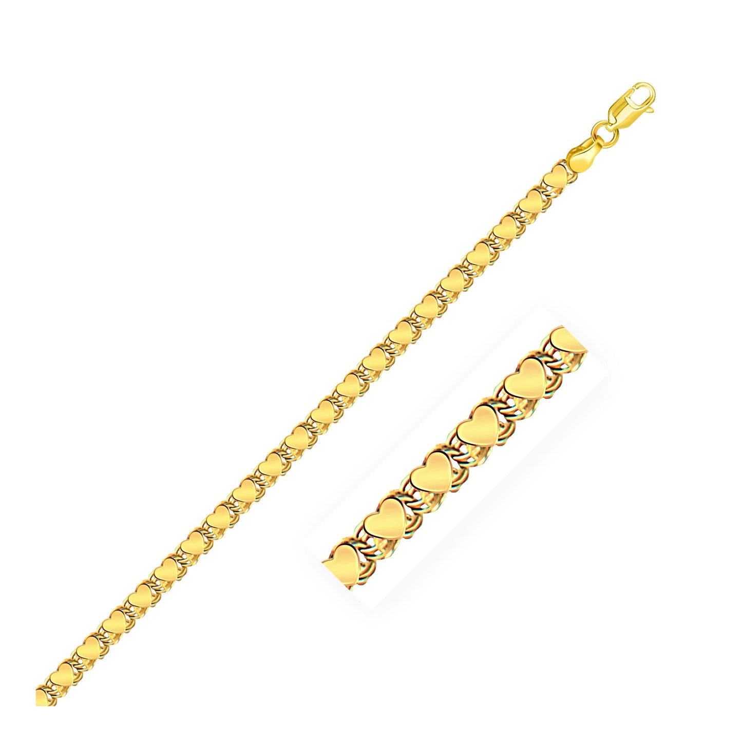 Heart Chain Necklace in 14k Yellow Gold