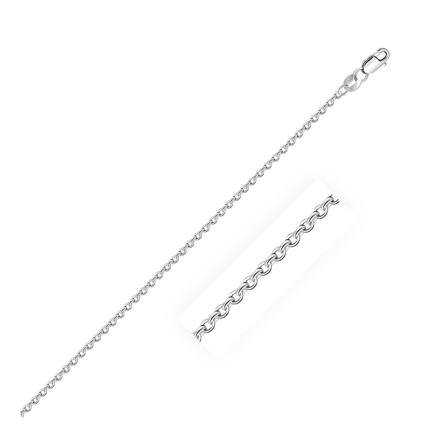 14k White Gold Cable Link Chain in 1.4 mm