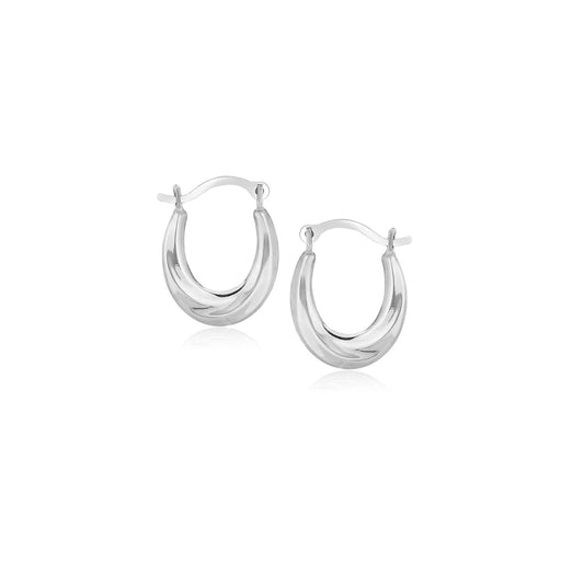 Oval Hoops in 10k White Gold