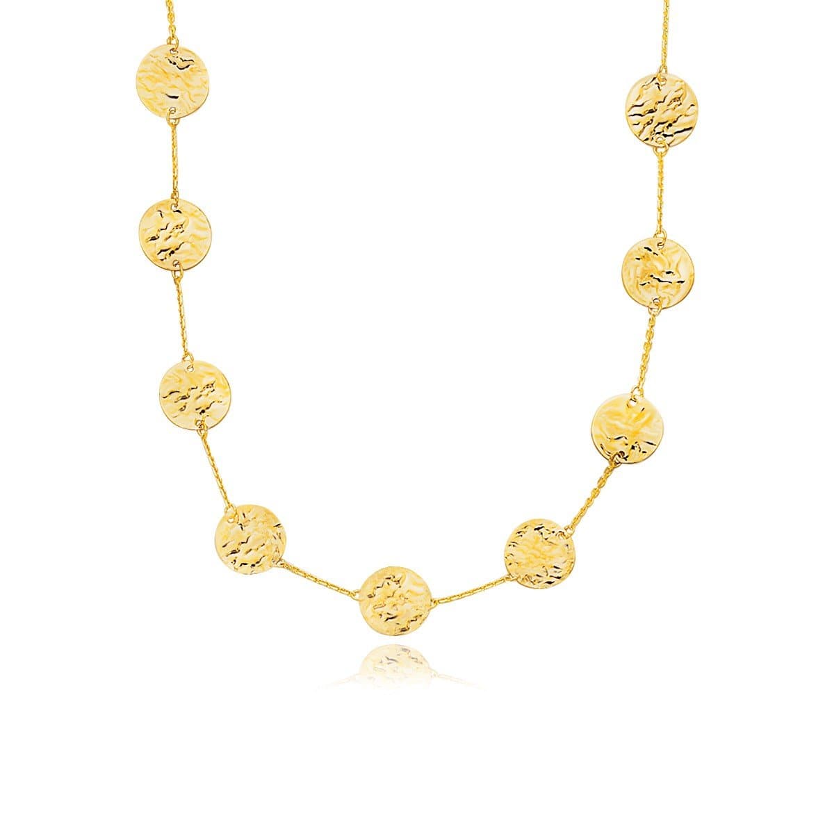 Textured Disc Necklace in 14k Yellow Gold