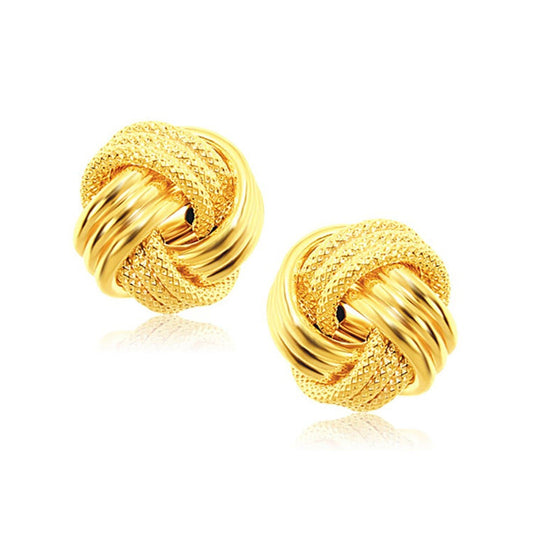 14k Yellow Gold Interweaved Love Knot  Stud Earrings
