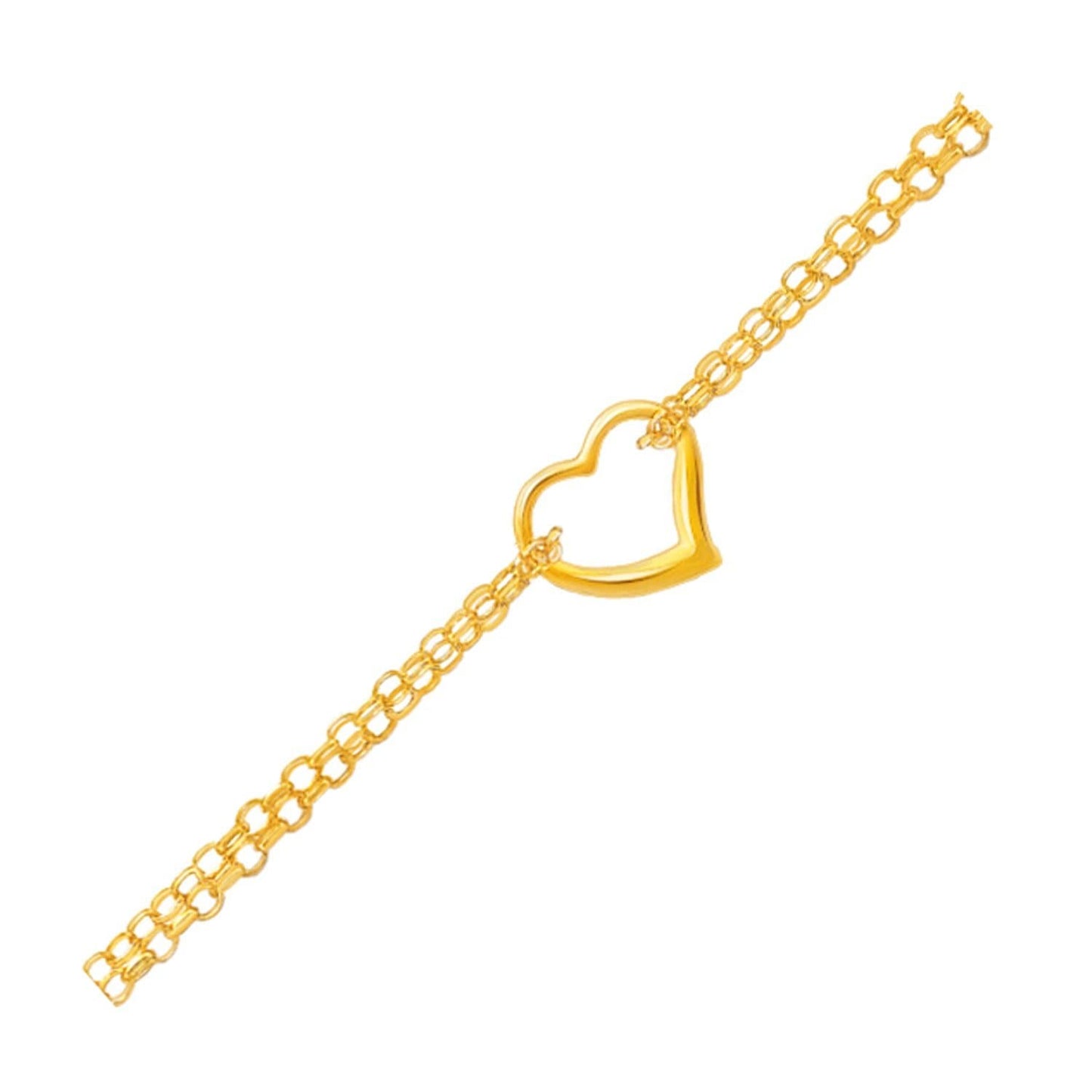 Open Heart Anklet in 14k Yellow Gold