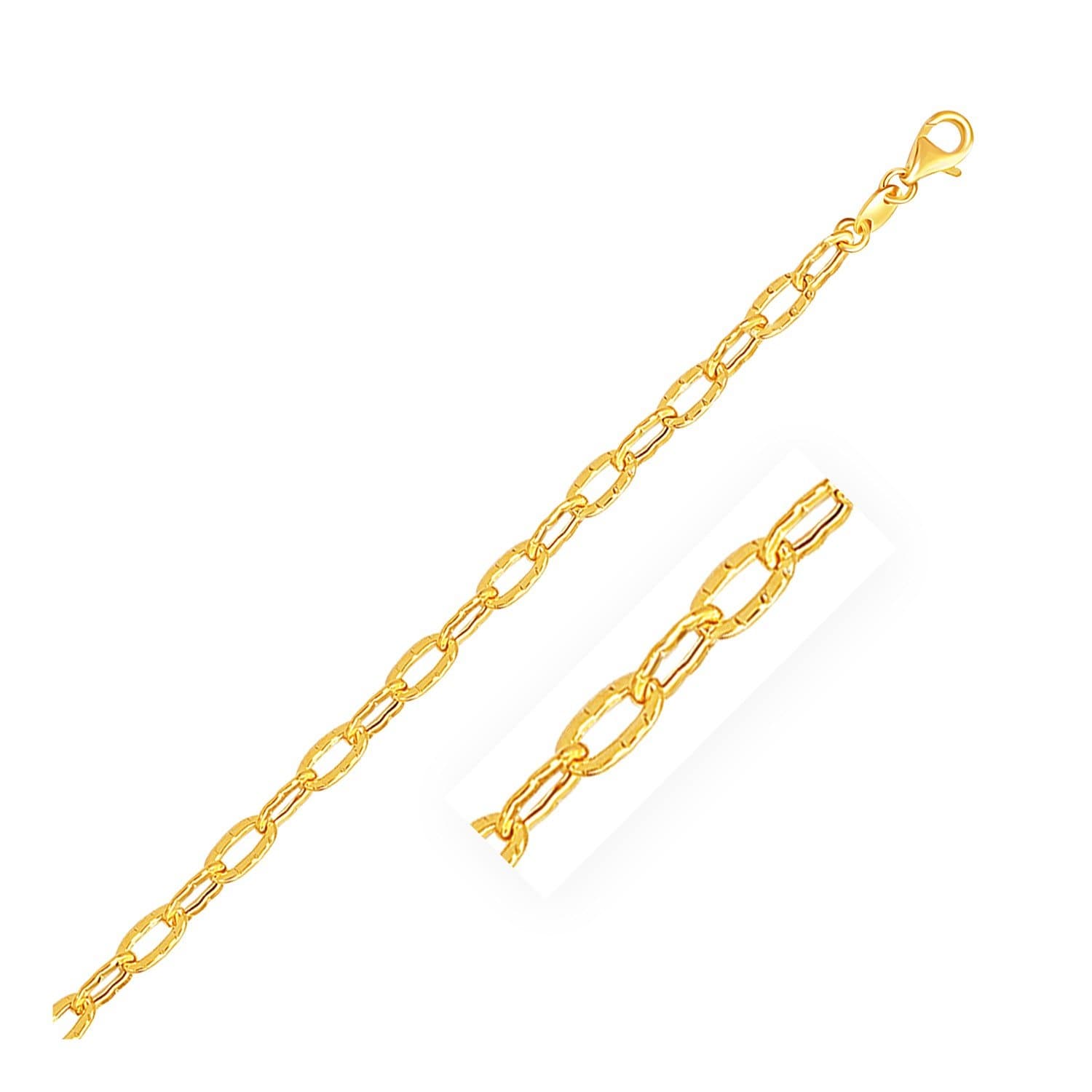 14k Yellow Gold Anklet with Flat Hammered Oval Links – IceTrends