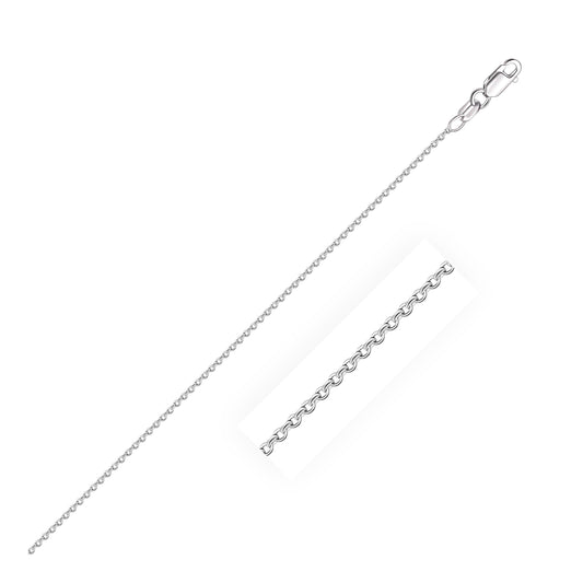 14k White Gold Round Cable Link Chain in 0.7 mm