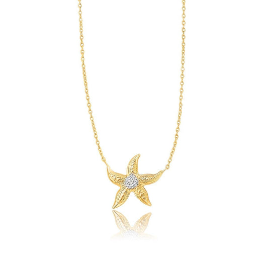 14k Two-Tone Gold Sea Life Starfish Necklace