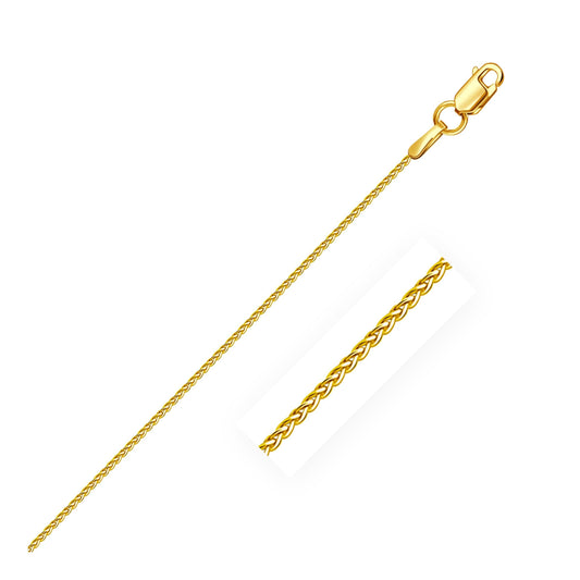 14k Yellow Gold Round Wheat Chain in 1.0 mm