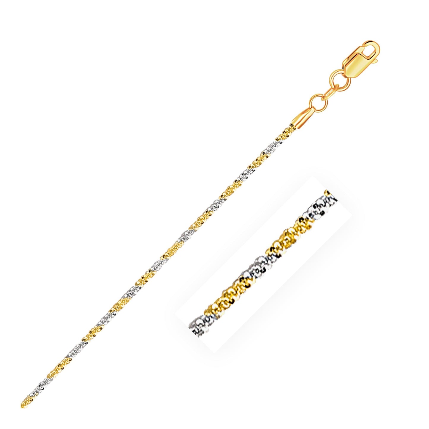 14k White and Yellow Gold Two Tone Sparkle Chain in 1.5 mm