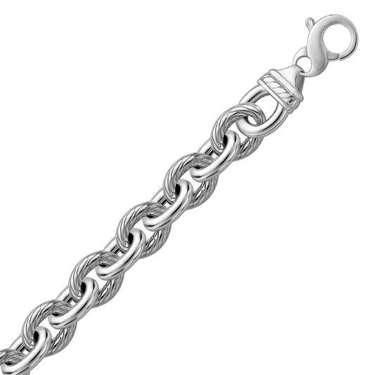 Sterling Silver Diamond Cut Cable Style Chain Bracelet