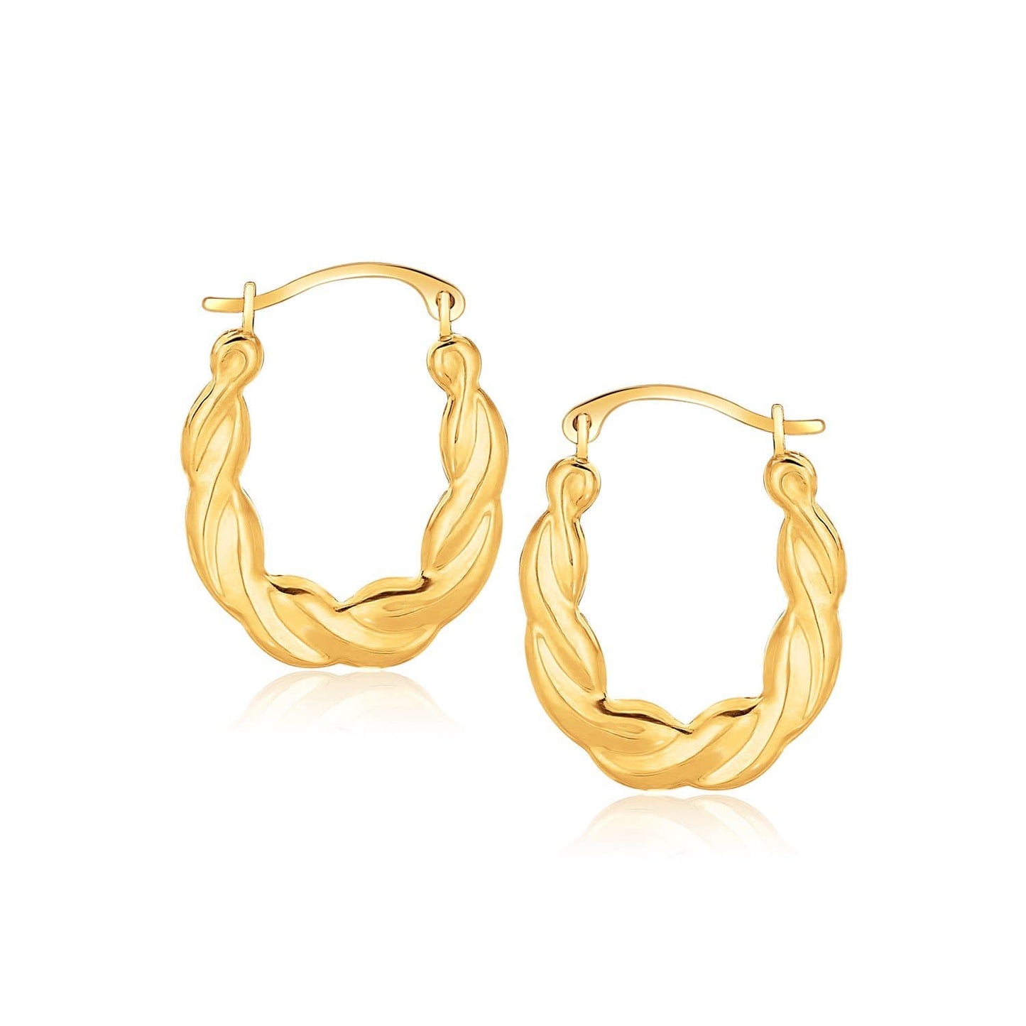 Oval Twist Hoop Earrings in 10k Yellow Gold