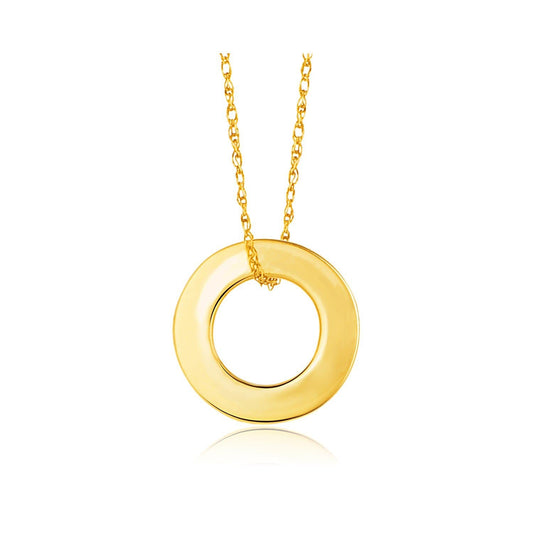 14k Yellow Gold Circle Pendant Necklace