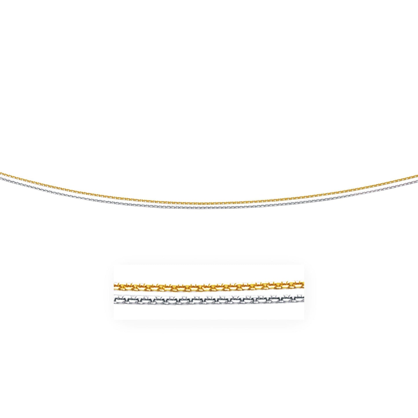 14k Two-Tone Double Strand Cable Pendant Chain in 1.1 mm