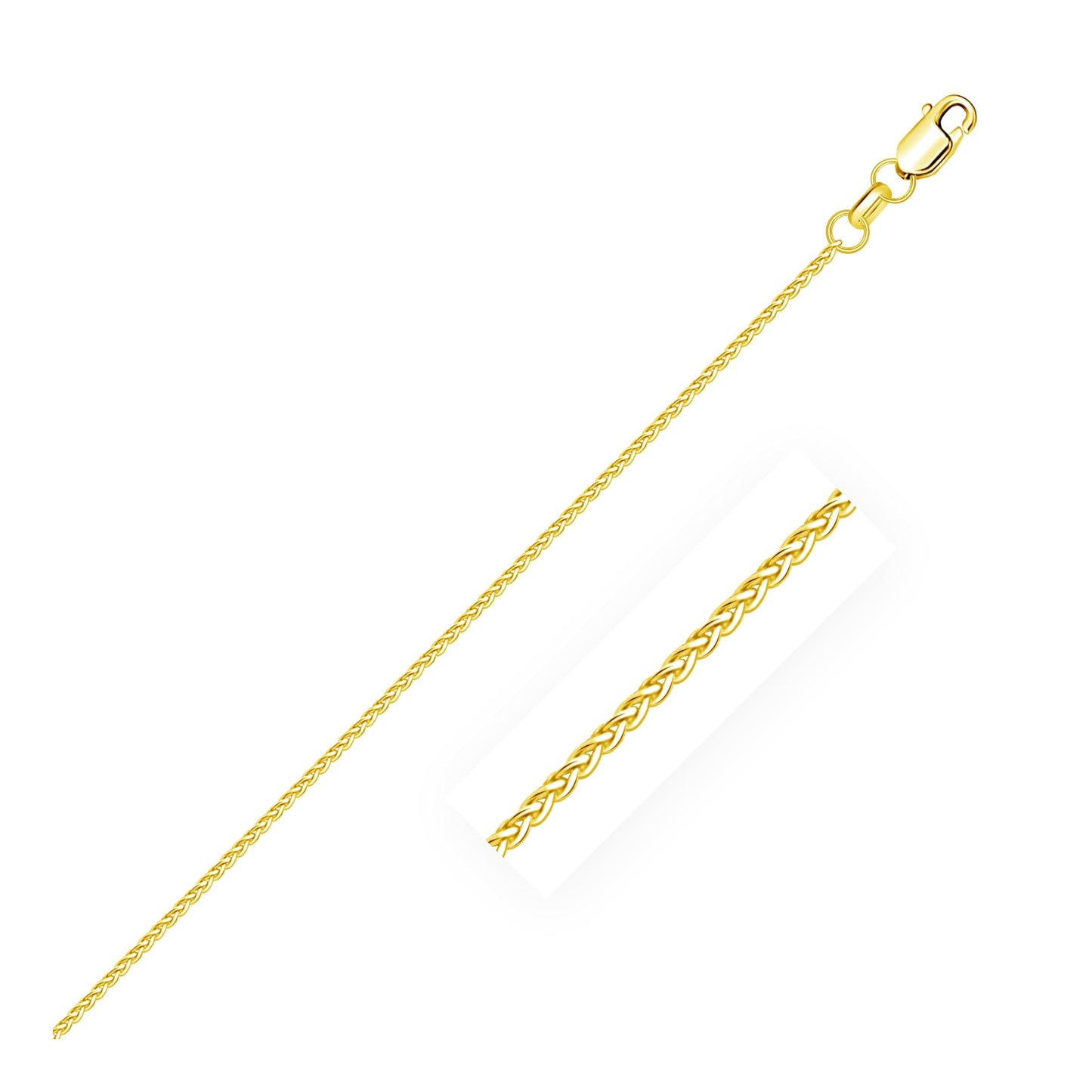 14k Yellow Gold Wheat Chain in 1.1 mm