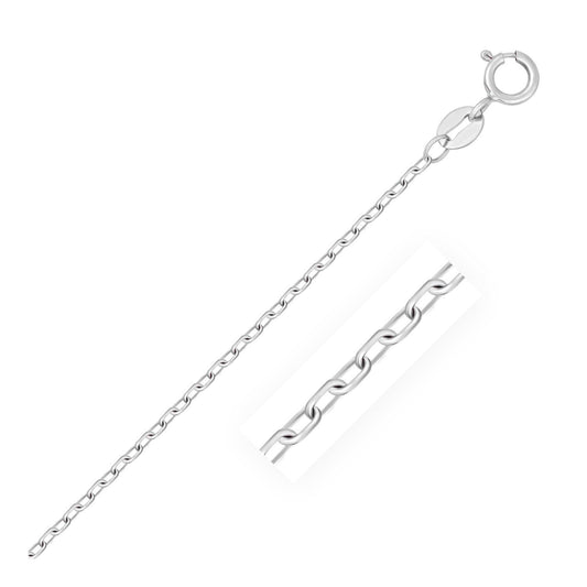 14k White Gold Faceted Cable Link Chain in 1.3 mm