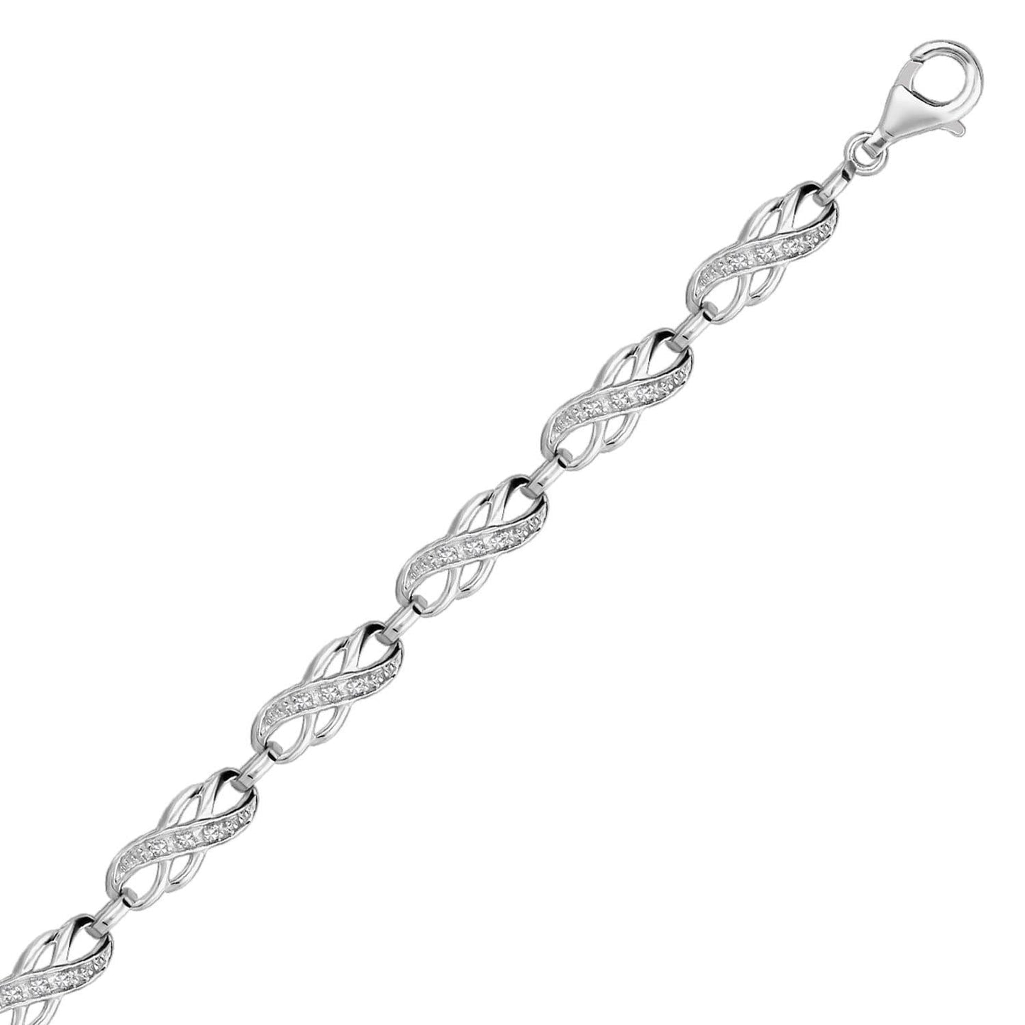 Sterling Silver Infinity Design Diamond Accented Bracelet