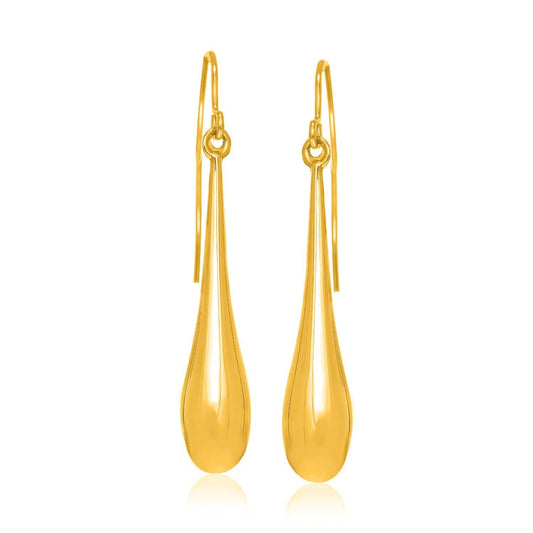 14k Yellow Gold Long Polished Teardrop Dangle Earrings