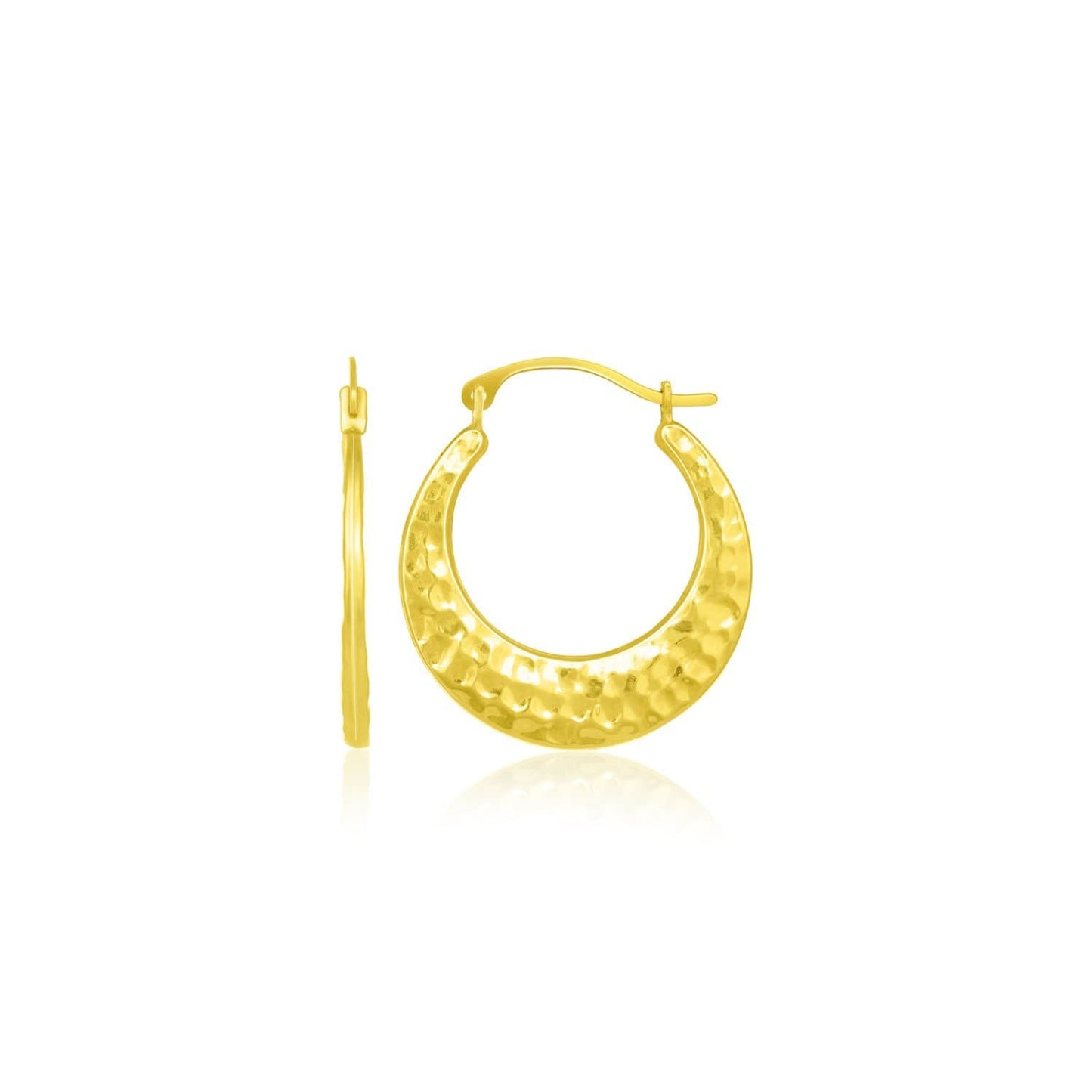 Graduated Textured Hoops in 10K Yellow Gold