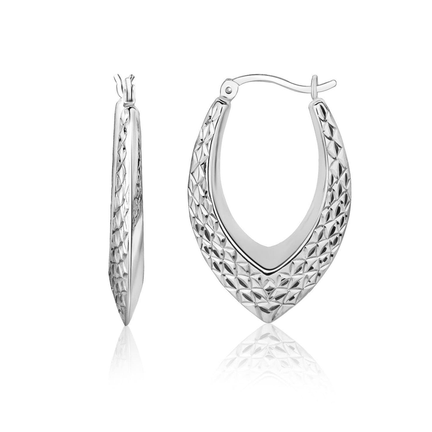 Texture Hoop Earrings in Sterling Silver