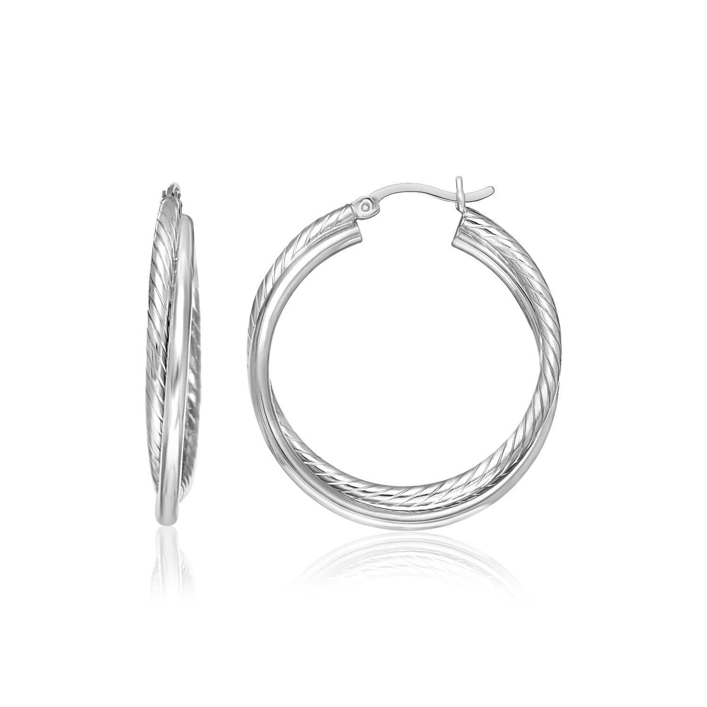 Textured Hoop Earrings in Sterling Silver