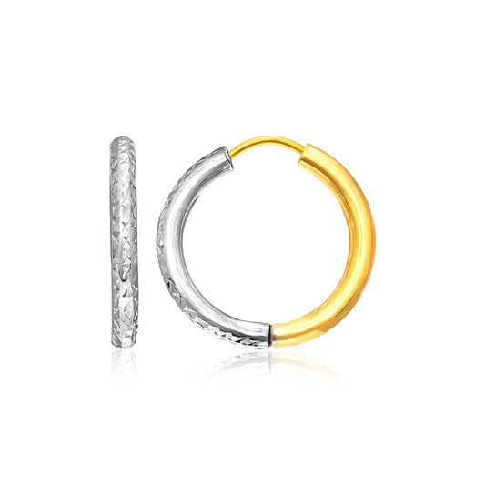 Huggie Hoops in 14k 2-Tone Gold