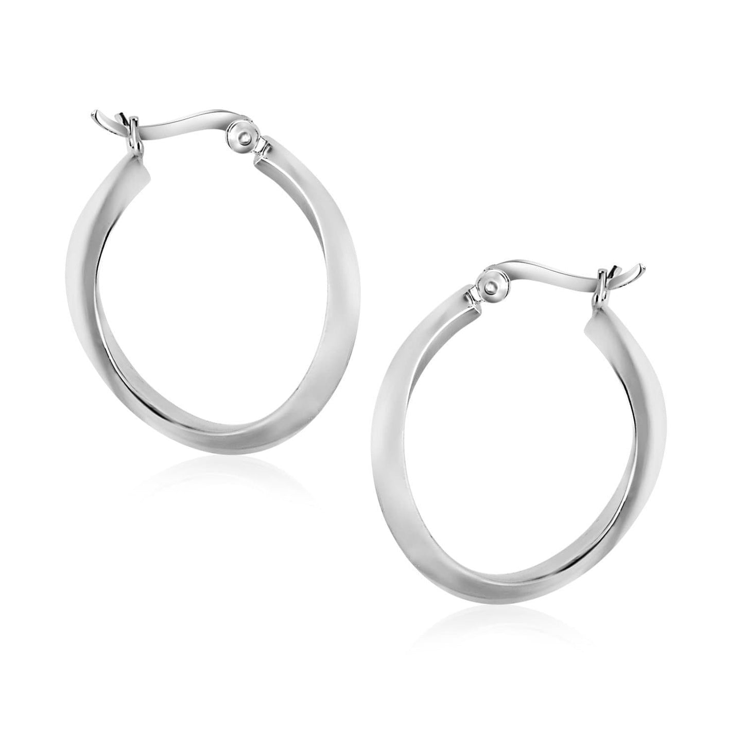 Sterling Silver Twist Design Oval Shape Hoop Earrings