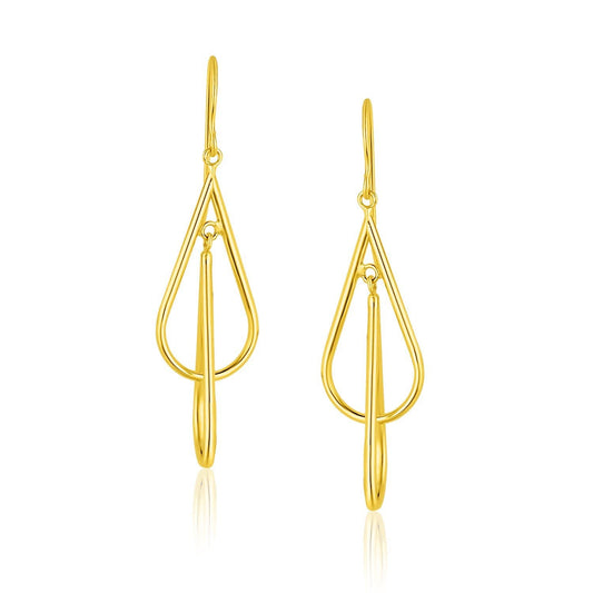 14k Yellow Gold Teardrop Interlaced Dangle Earrings