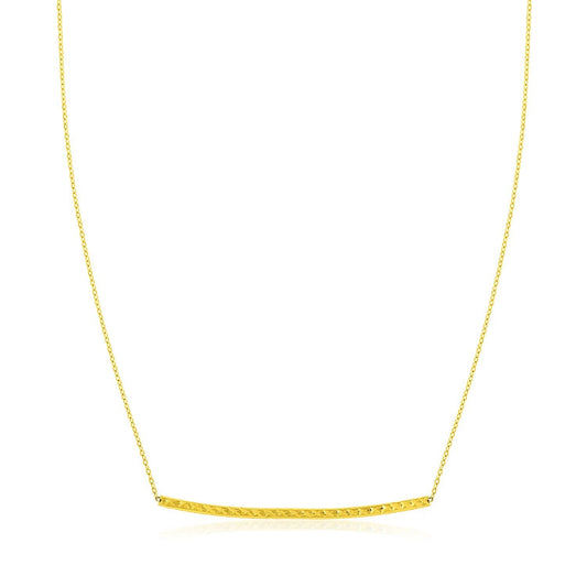 14k Yellow Gold Thin Textured Bar Necklace