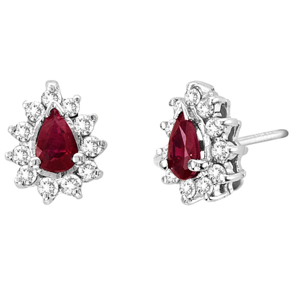 Ruby & Diamond Halo Earrings – IceTrends