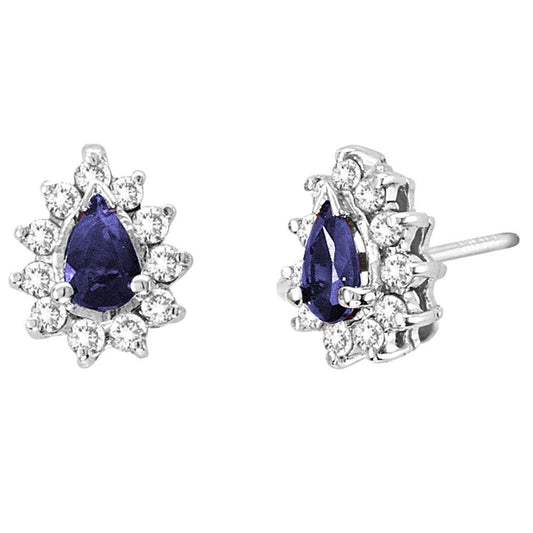 Blue Sapphire & Diamond Earrings