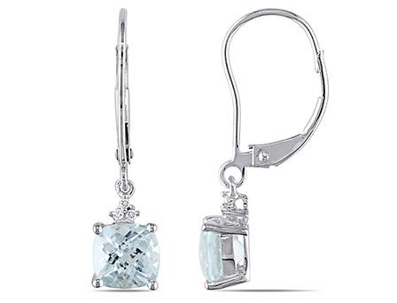 Sophia B 0.024ct Diamond& 1 3/4ct Aquamarine Earrings