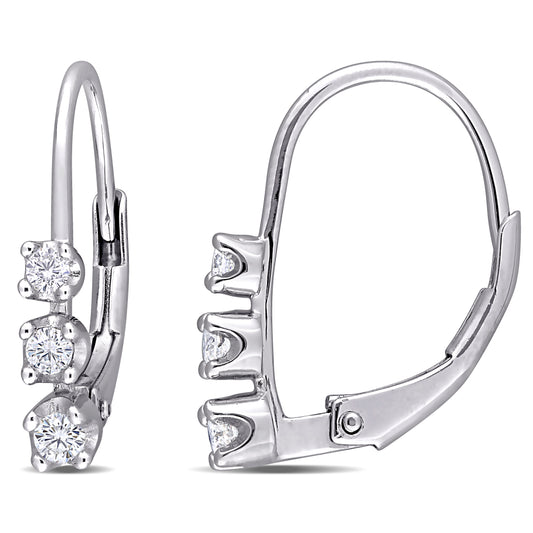 3-Stone Diamond Earrings in Sterling Silver