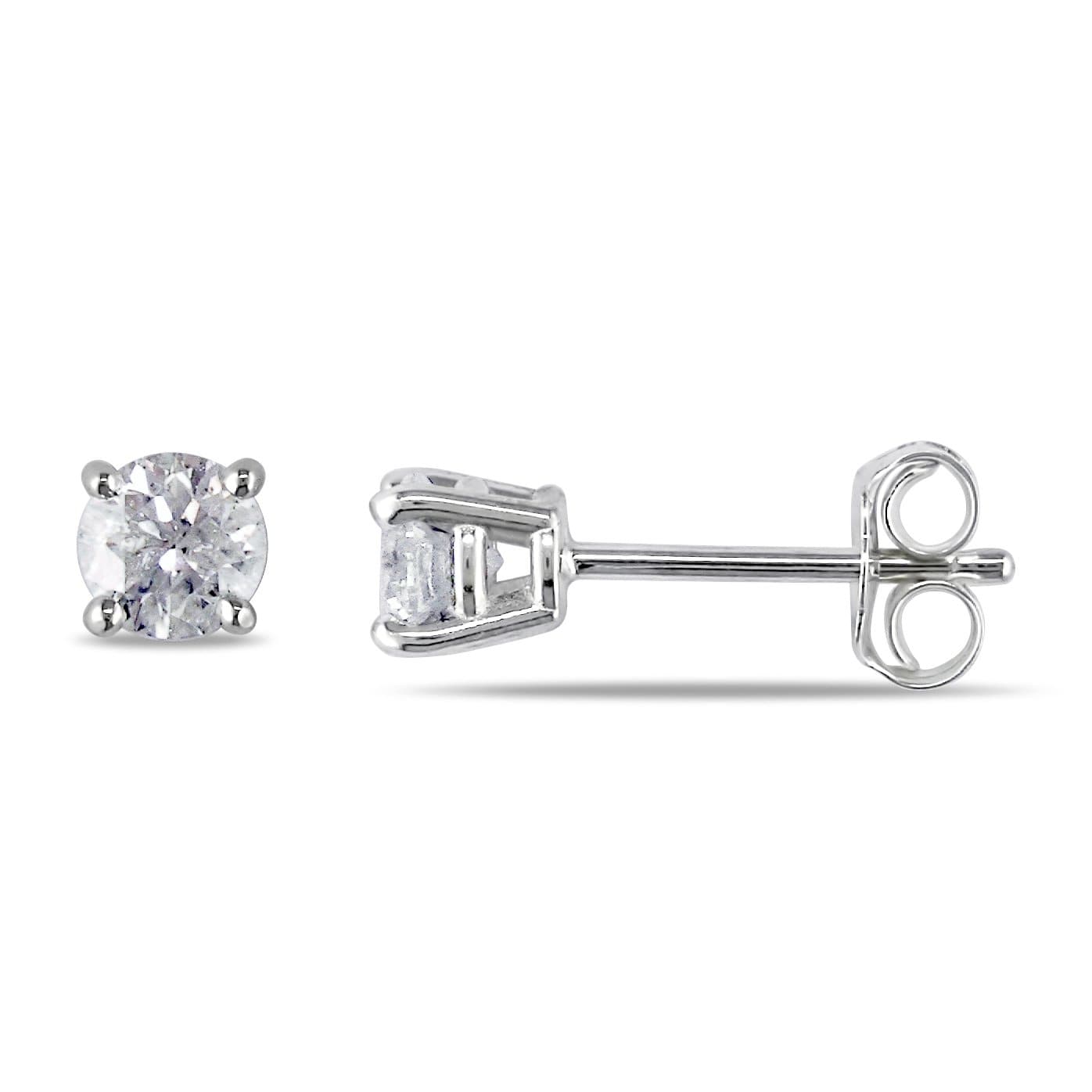Silver 1/2ct TDW Solitaire Earrings