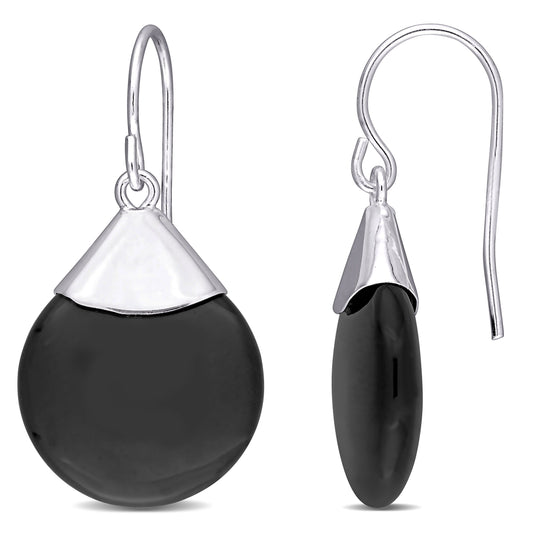 Round Black Onyx Earrings