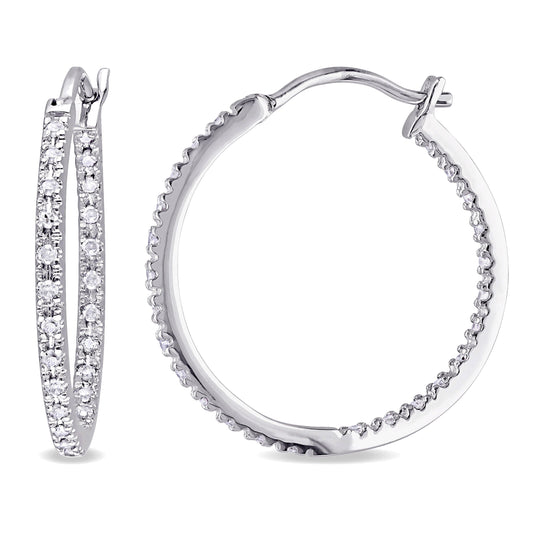 Diamond Inside Out Hoop Earrings in Sterling Silver