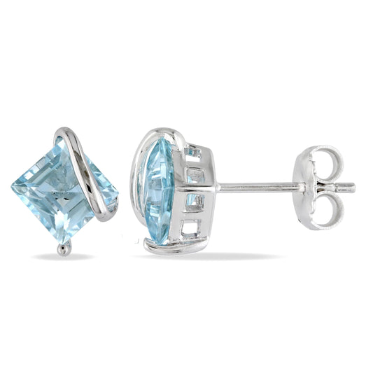 Sophia B 2 3/4ct Blue Topaz Earrings in Silver Earrings
