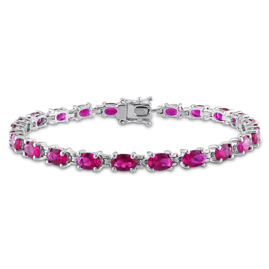 16 1/2ct Created Ruby Bracelet Silver