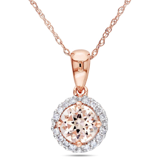 Sophia B 4/5ct Morganite Necklace with Diamond Accents