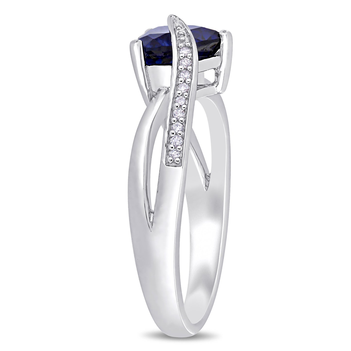 Heart Infinity Sapphire & Diamond Ring in Sterling Silver