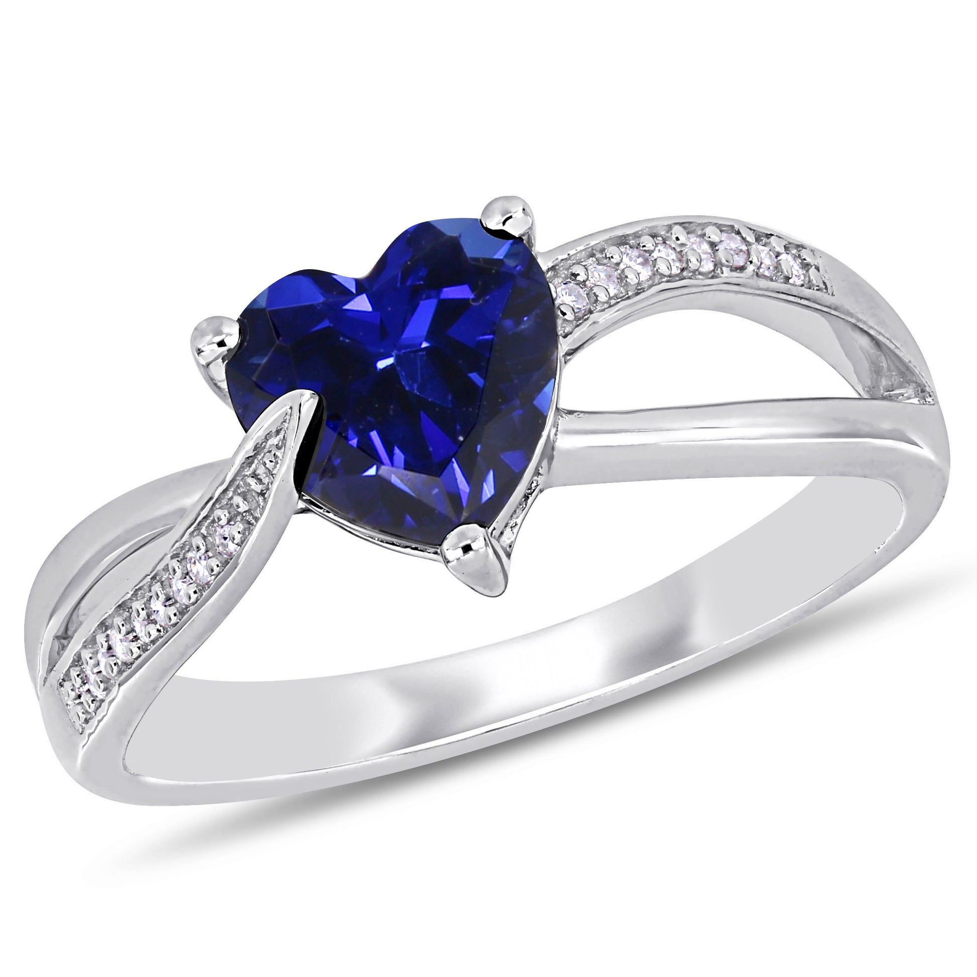 Heart Infinity Sapphire & Diamond Ring in Sterling Silver 5.5