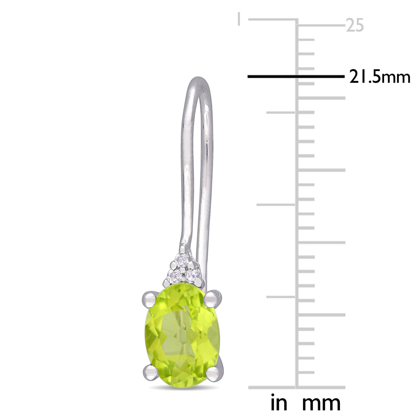 1 5/8 t Emerald Cut Peridot & 0.03ct Diamond Earrings in Sterling Silver