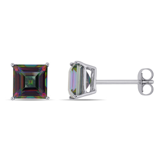 Princess Cut Green Topaz Earrings