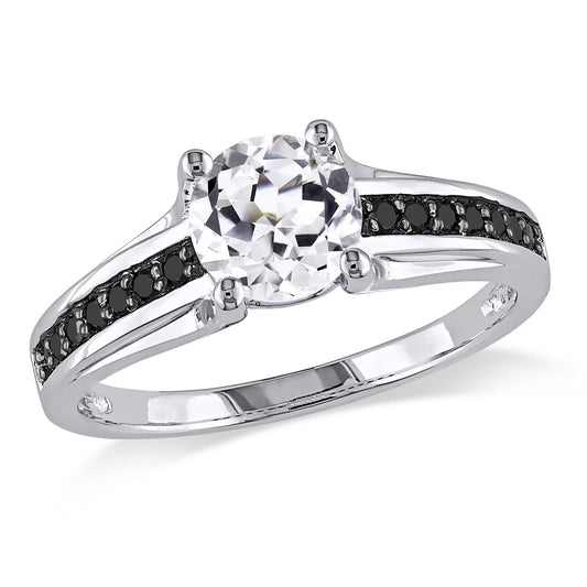 Sophia B White Sapphire & Black Diamond Engagement Ring