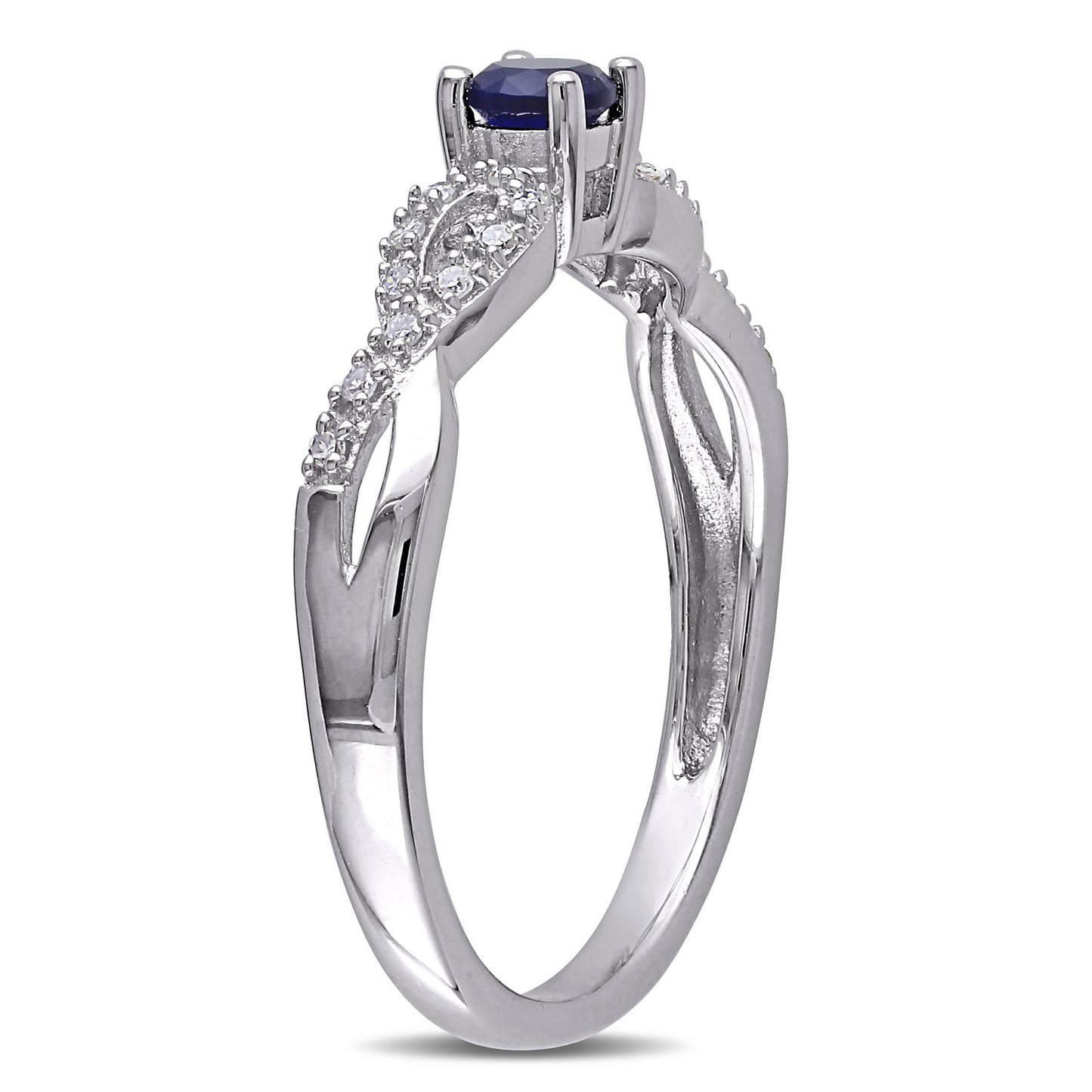 Sapphire  & Diamond Infinity Ring in Sterling Silver
