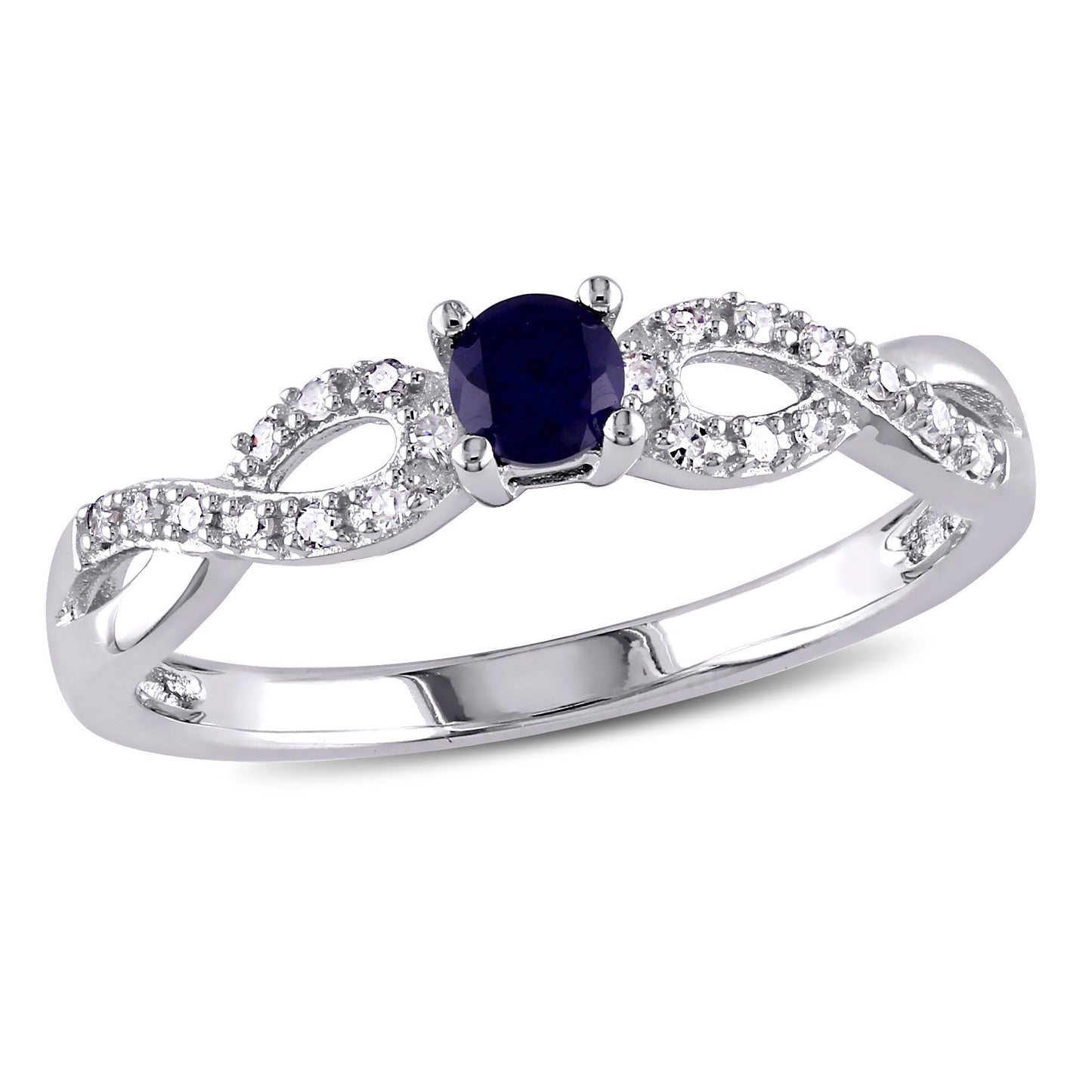 Sapphire  & Diamond Infinity Ring in Sterling Silver