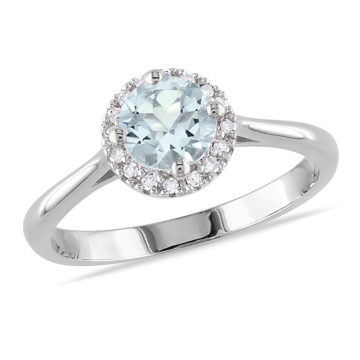 Sophia B 3/4ct Aquamarine Halo Ring with Diamond Accents