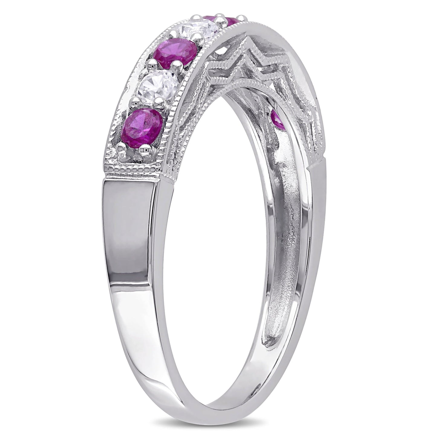 Sophia B 4/5ct Created Ruby Created & White Sapphire Ring