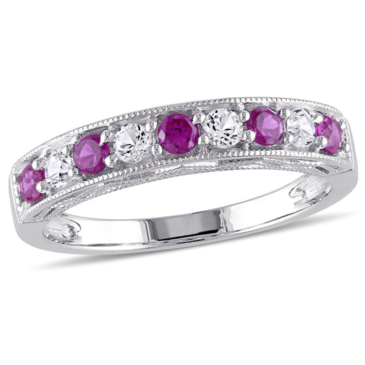 Sophia B 4/5ct Created Ruby Created & White Sapphire Ring